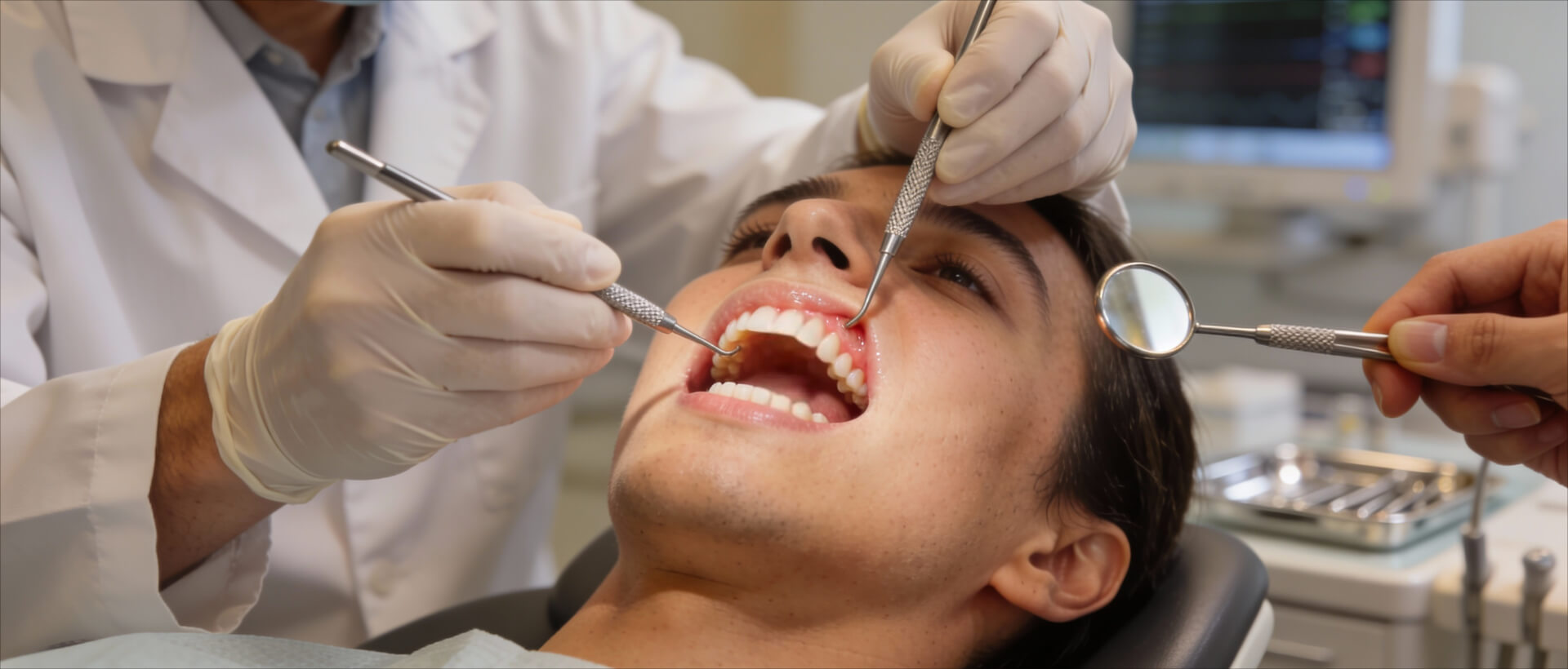a dentist working on an implant